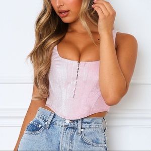 Sparkly Pink White Fox Corset